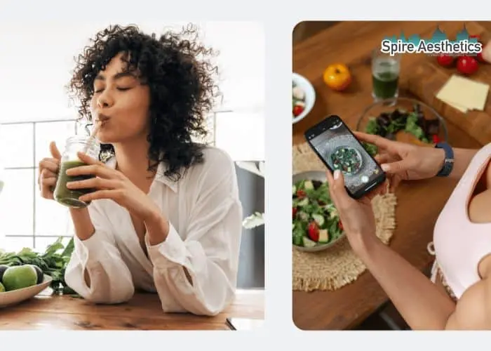 Image of woman looking into her diet and fat freezing Cambridge to improve her health